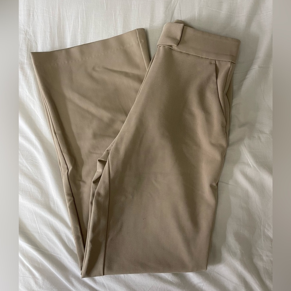 H&M Beige Wide-Leg Trousers